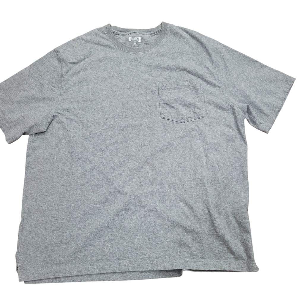 Duluth Trading Co Mens Grey Short Sleeve Pocket T‎ Shirt 2XL Cotton Workwear